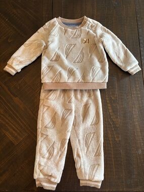 Nautica Beige Cream Plush Kids Matching Set